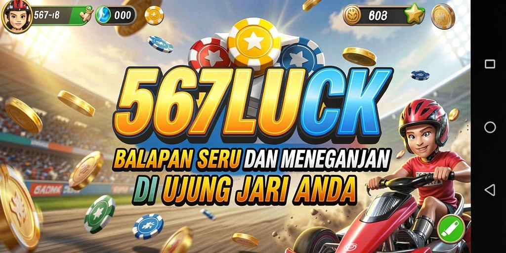 Tangkapan layar gameplay 567LUCK menampilkan balapan seru di lintasan yang menantang.