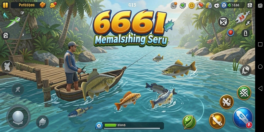 Screenshot gameplay yang menampilkan pengalaman memancing yang mendebarkan.