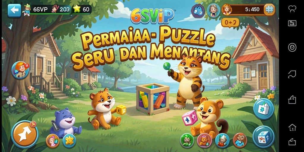 Tampilan gameplay 6SVIP dengan berbagai teka-teki menarik dan penuh warna.