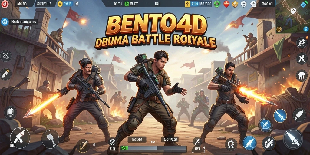 Tangkapan layar BENTO4D menampilkan pertempuran seru dalam game Battle Royale.