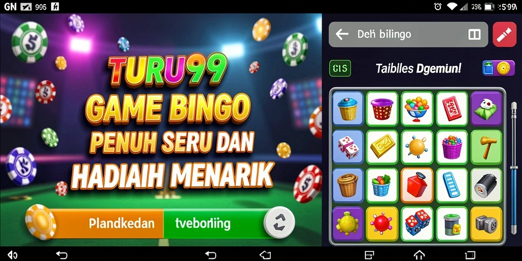 Tangkapan layar utama TURU99 menampilkan gameplay seru Bingo.