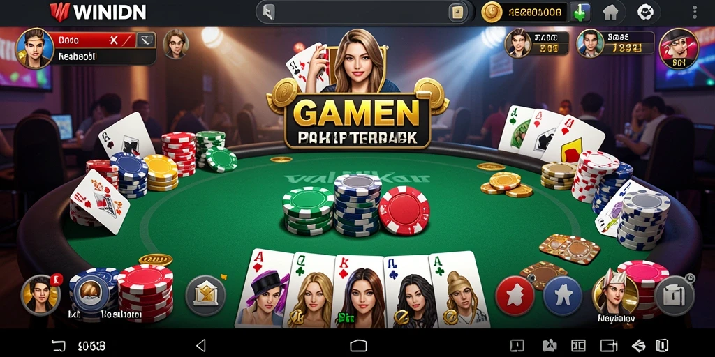 Tampilan gameplay mendebarkan dari aplikasi poker WINIDN.